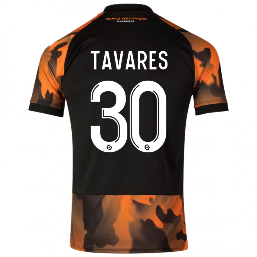 Gyermek Nuno Tavares #30 Fekete Narancs Harmadik Számú Jersey 2023/24 Mez Póló Ing