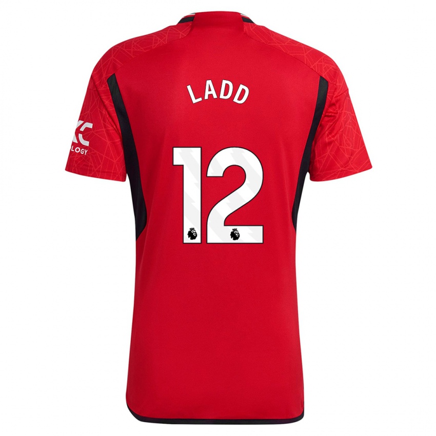 Férfi Hayley Ladd #12 Piros Hazai Jersey 2023/24 Mez Póló Ing