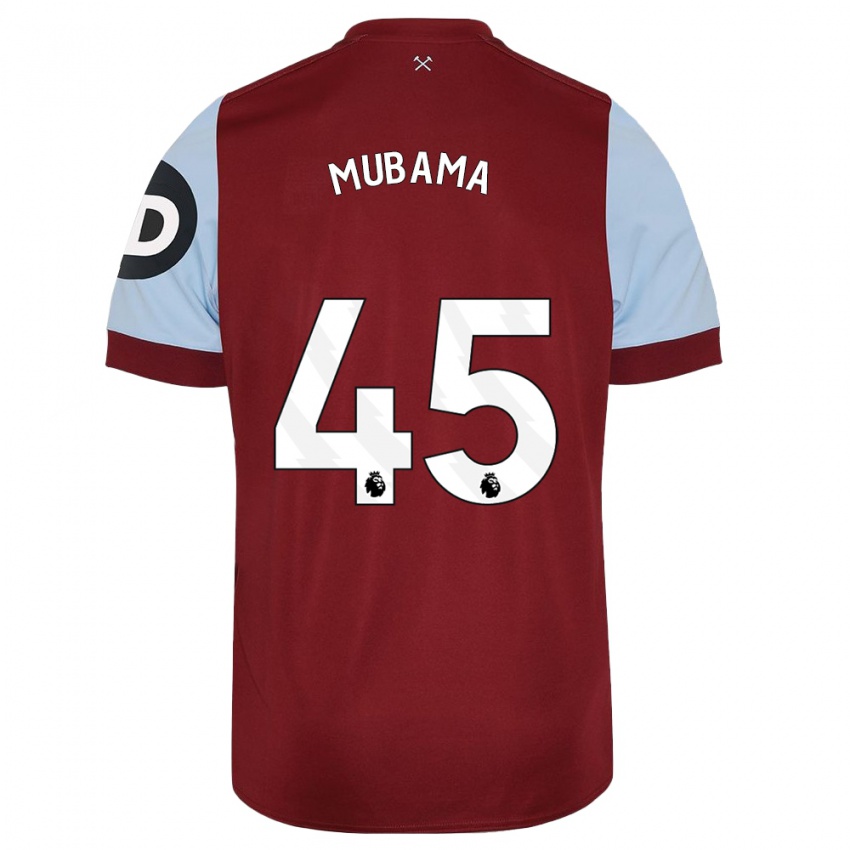 Férfi Divin Mubama #45 Gesztenyebarna Hazai Jersey 2023/24 Mez Póló Ing