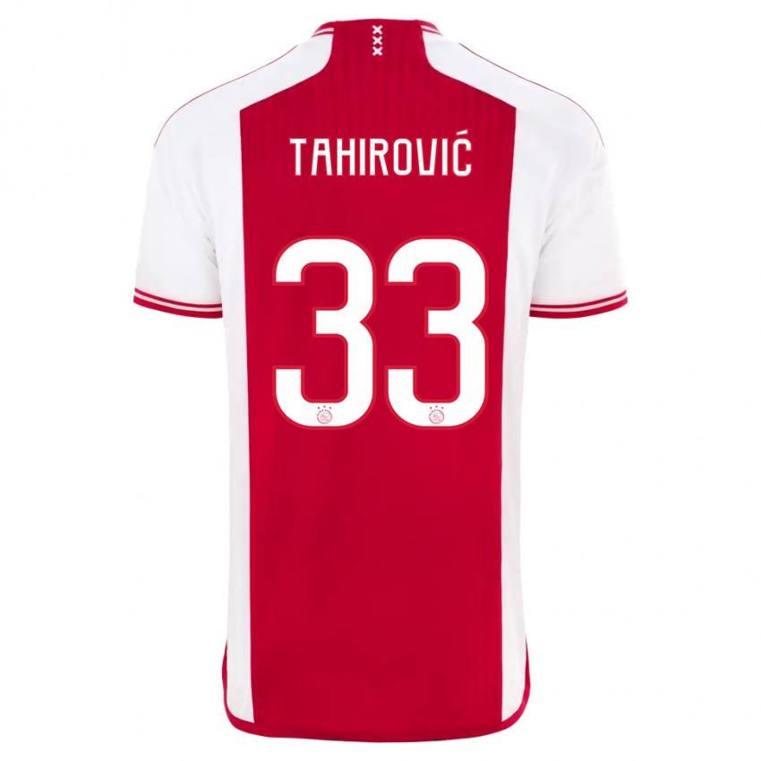 Férfi Benjamin Tahirovic #33 Piros Fehér Hazai Jersey 2023/24 Mez Póló Ing