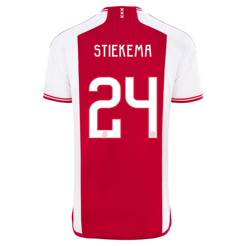 Férfi Iris Stiekema #24 Piros Fehér Hazai Jersey 2023/24 Mez Póló Ing