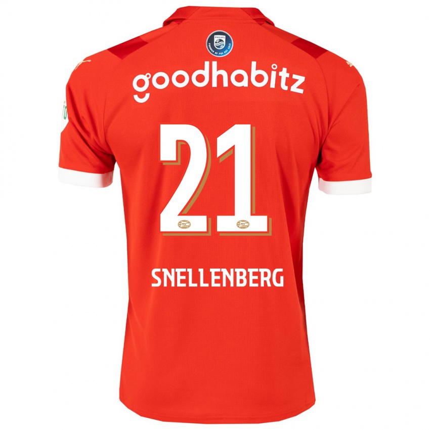 Férfi Maxime Snellenberg #21 Piros Hazai Jersey 2023/24 Mez Póló Ing