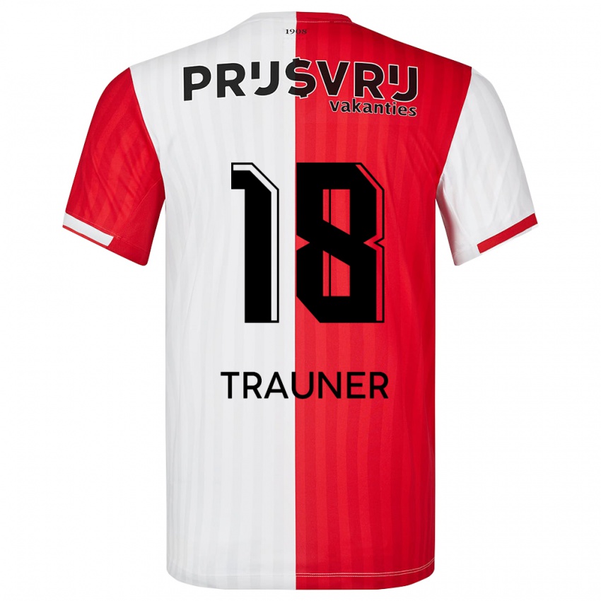 Férfi Gernot Trauner #18 Piros Fehér Hazai Jersey 2023/24 Mez Póló Ing