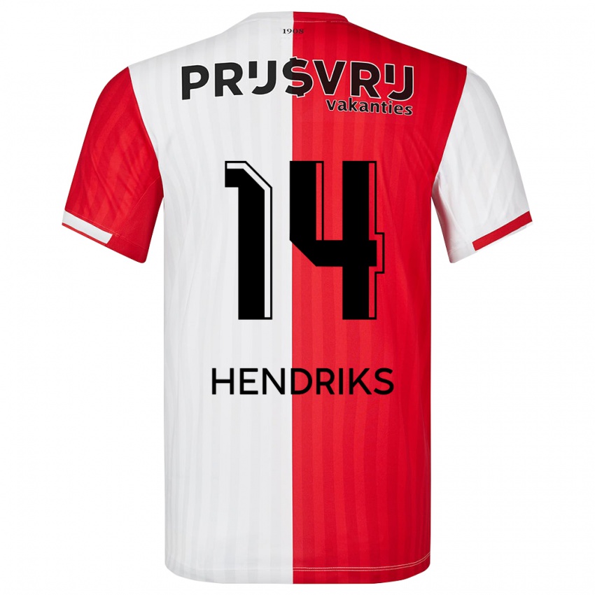 Férfi Kim Hendriks #14 Piros Fehér Hazai Jersey 2023/24 Mez Póló Ing