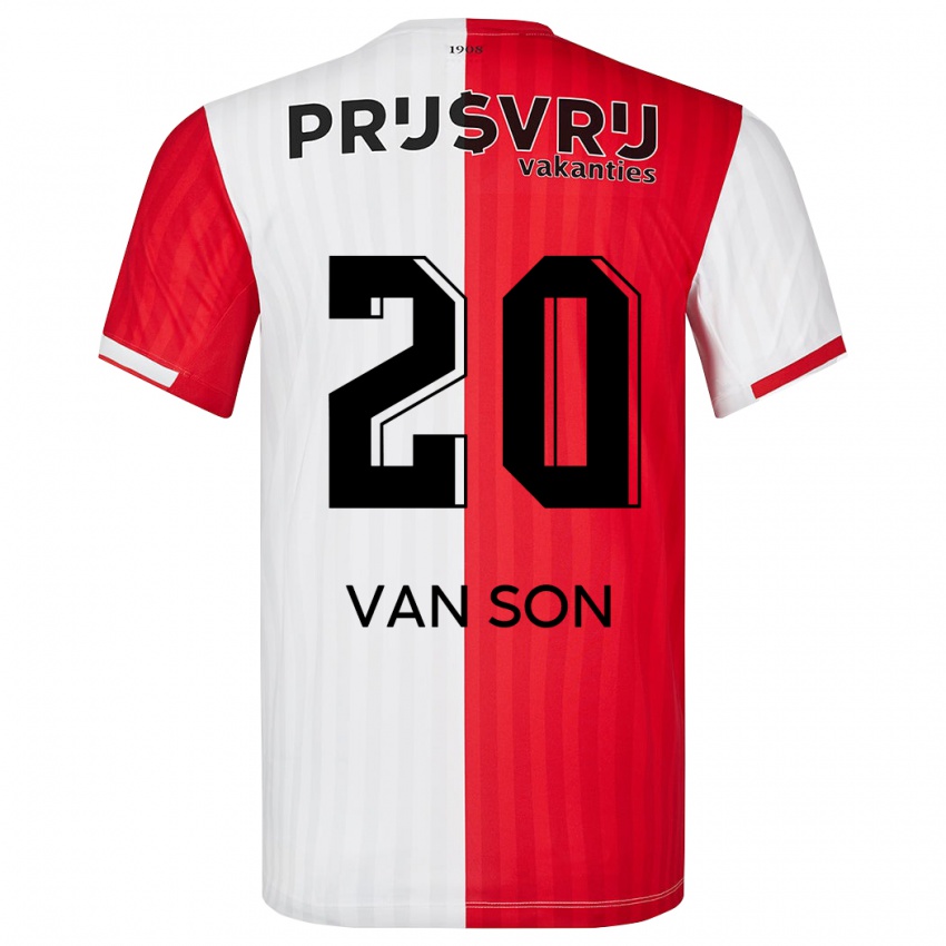 Férfi Anne Van Son #20 Piros Fehér Hazai Jersey 2023/24 Mez Póló Ing