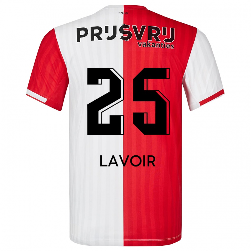 Férfi Romee Van De Lavoir #25 Piros Fehér Hazai Jersey 2023/24 Mez Póló Ing