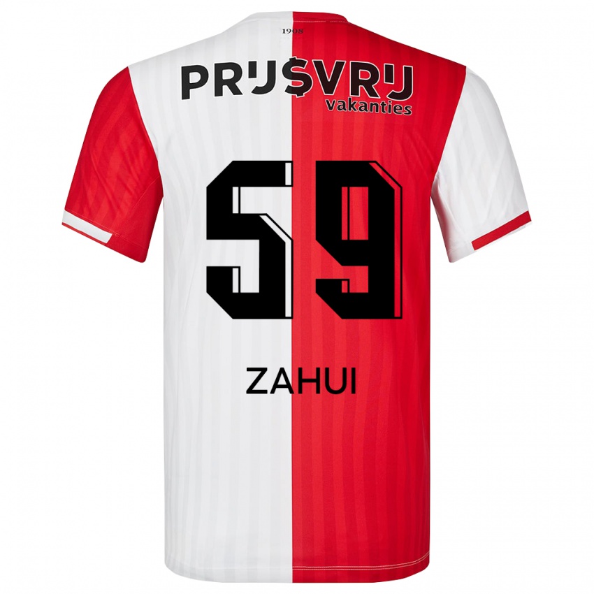 Férfi Nesta Zahui #59 Piros Fehér Hazai Jersey 2023/24 Mez Póló Ing