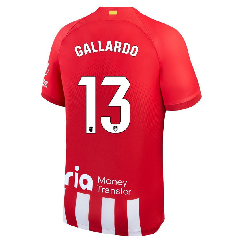 Férfi Lola Gallardo #13 Piros Fehér Hazai Jersey 2023/24 Mez Póló Ing