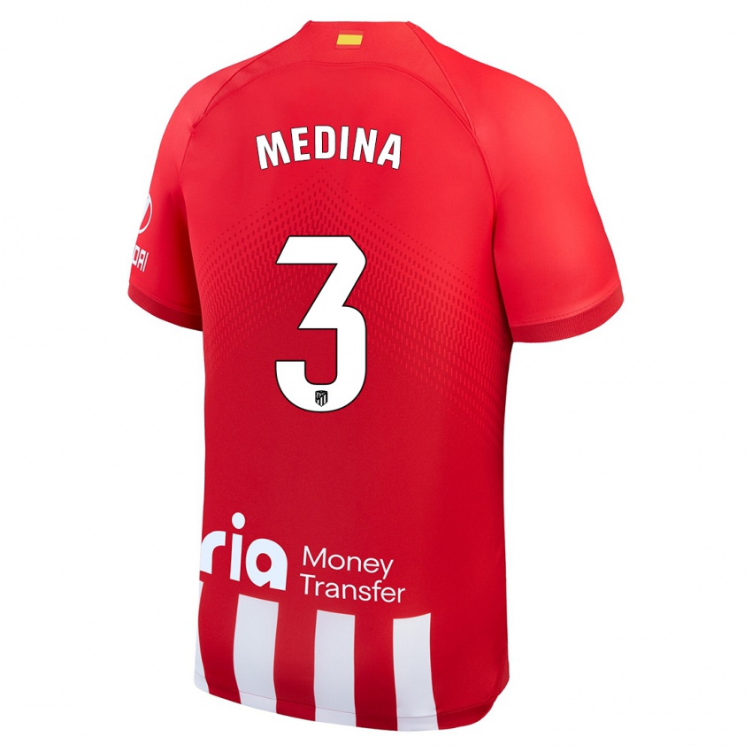 Férfi Andrea Medina #3 Piros Fehér Hazai Jersey 2023/24 Mez Póló Ing