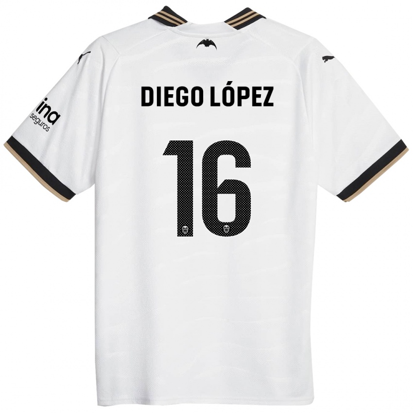 Férfi Diego Lopez #16 Fehér Hazai Jersey 2023/24 Mez Póló Ing