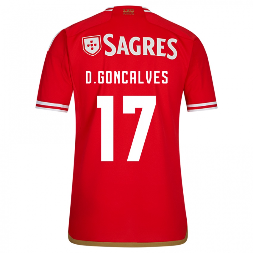 Férfi Diogo Goncalves #17 Piros Hazai Jersey 2023/24 Mez Póló Ing