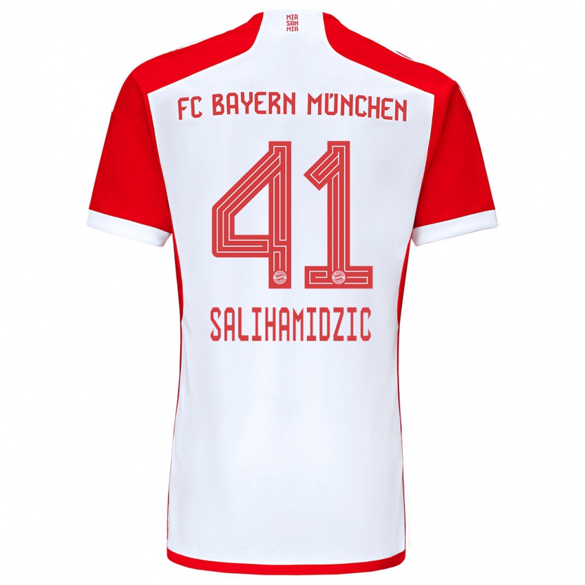 Férfi Nick Salihamidzic #41 Piros Fehér Hazai Jersey 2023/24 Mez Póló Ing