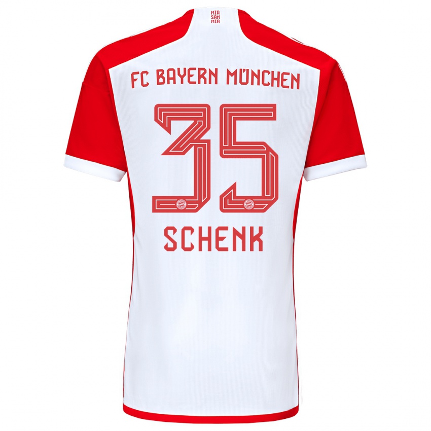 Férfi Johannes Schenk #35 Piros Fehér Hazai Jersey 2023/24 Mez Póló Ing