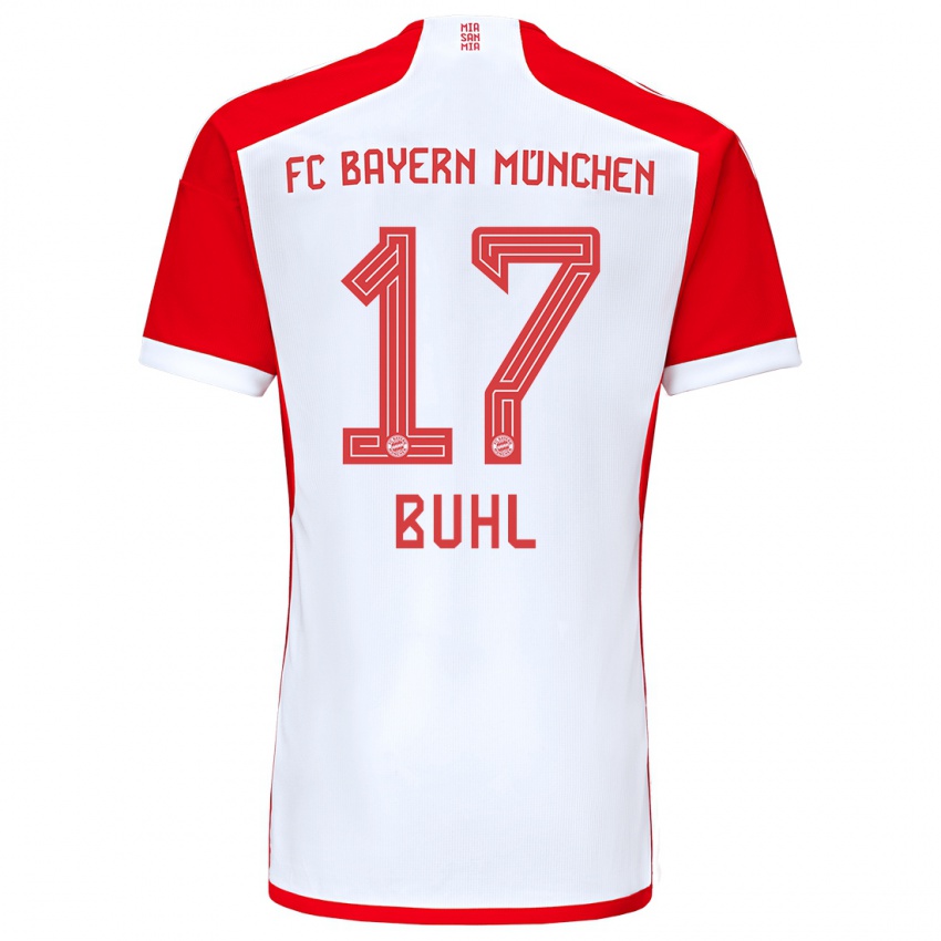 Férfi Klara Buhl #17 Piros Fehér Hazai Jersey 2023/24 Mez Póló Ing