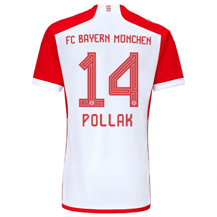 Férfi Florian Pollak #14 Piros Fehér Hazai Jersey 2023/24 Mez Póló Ing