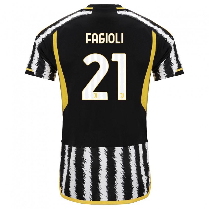 Férfi Nicolo Fagioli #21 Fekete-Fehér Hazai Jersey 2023/24 Mez Póló Ing
