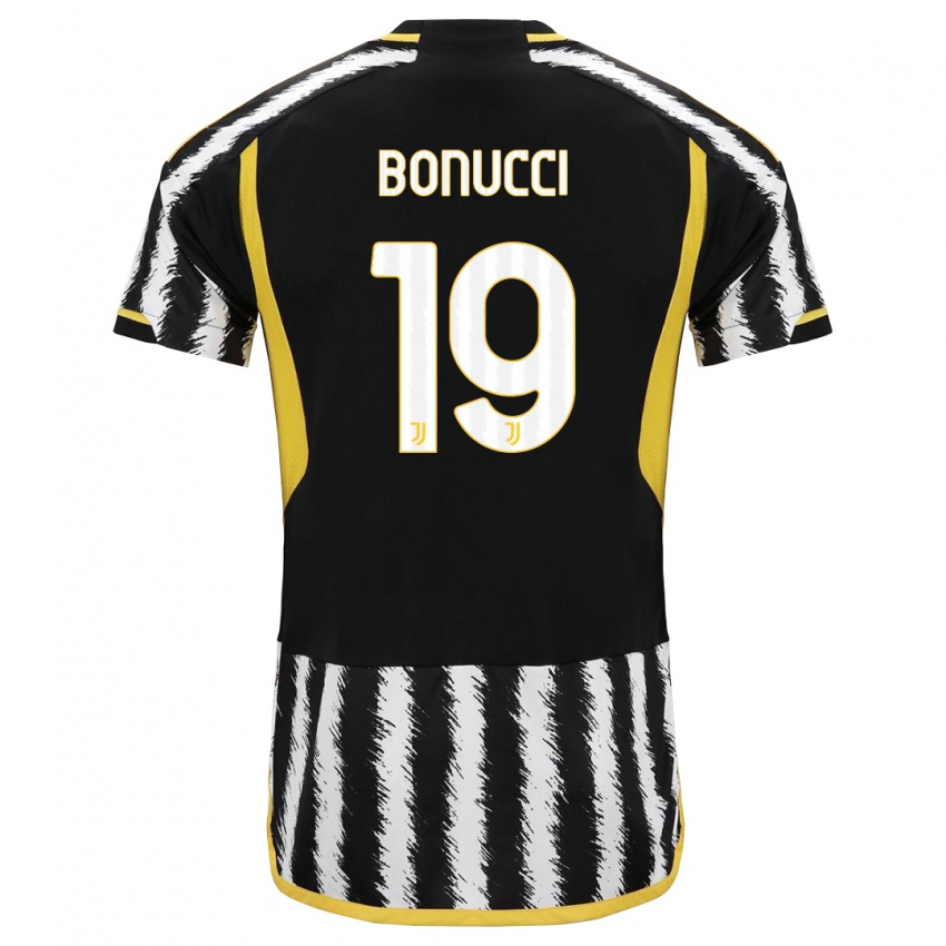 Férfi Leonardo Bonucci #19 Fekete-Fehér Hazai Jersey 2023/24 Mez Póló Ing