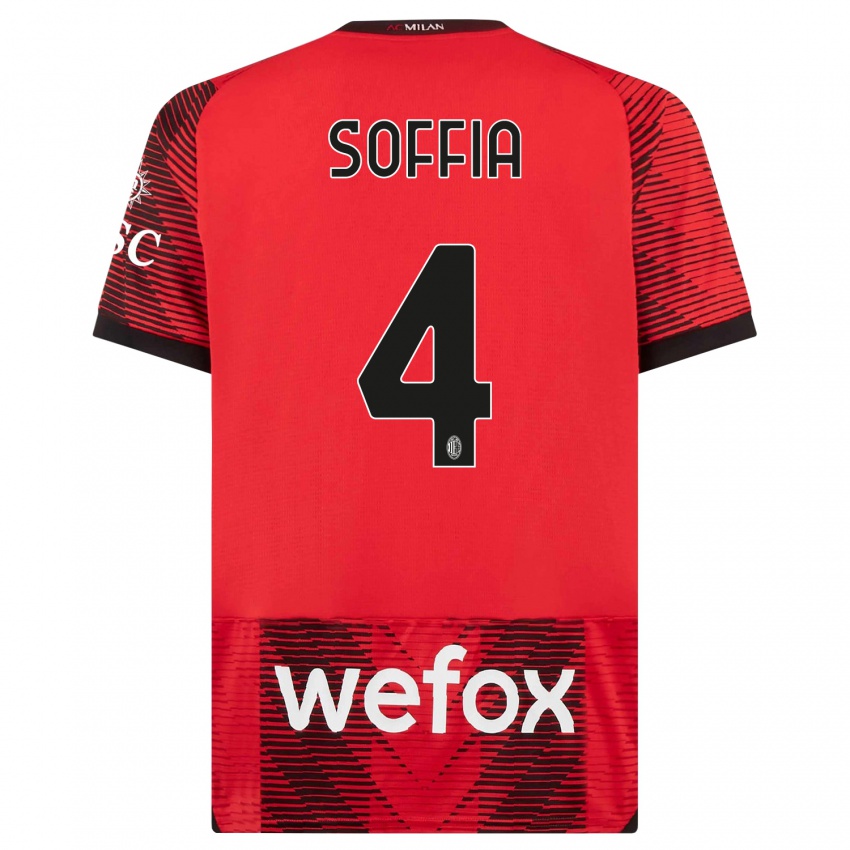 Férfi Angelica Soffia #4 Piros Fekete Hazai Jersey 2023/24 Mez Póló Ing