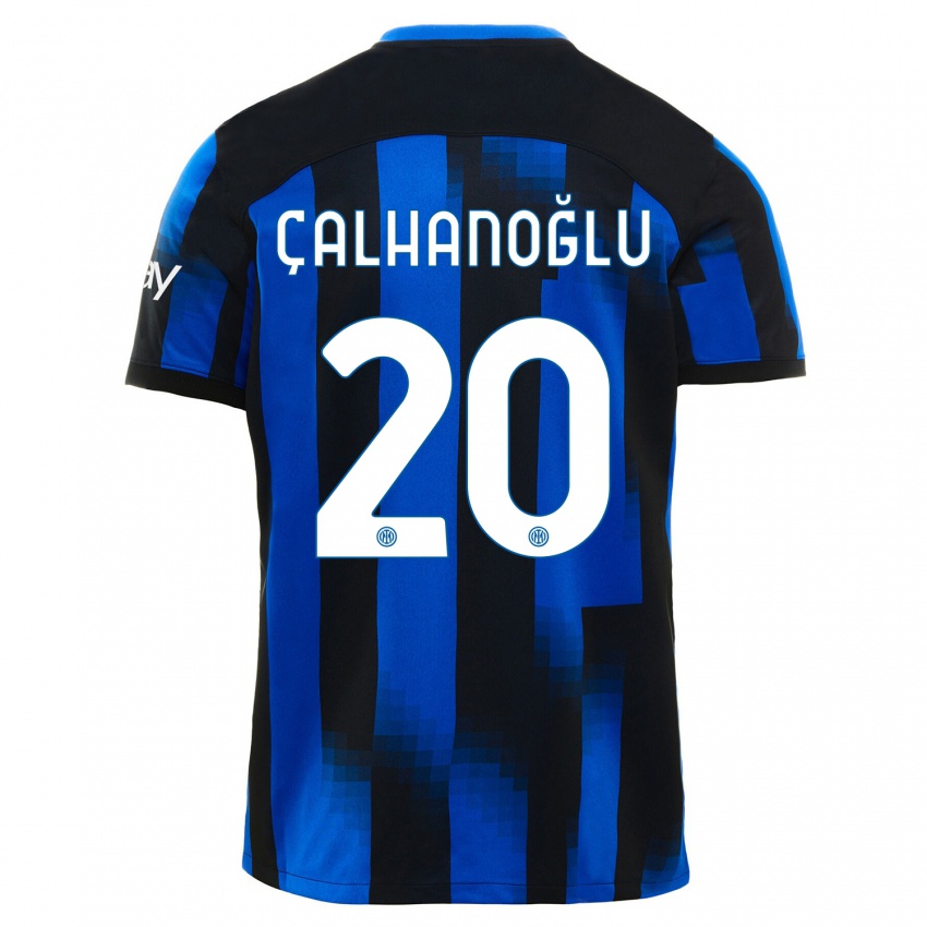 Férfi Hakan Calhanoglu #20 Fekete Kék Hazai Jersey 2023/24 Mez Póló Ing