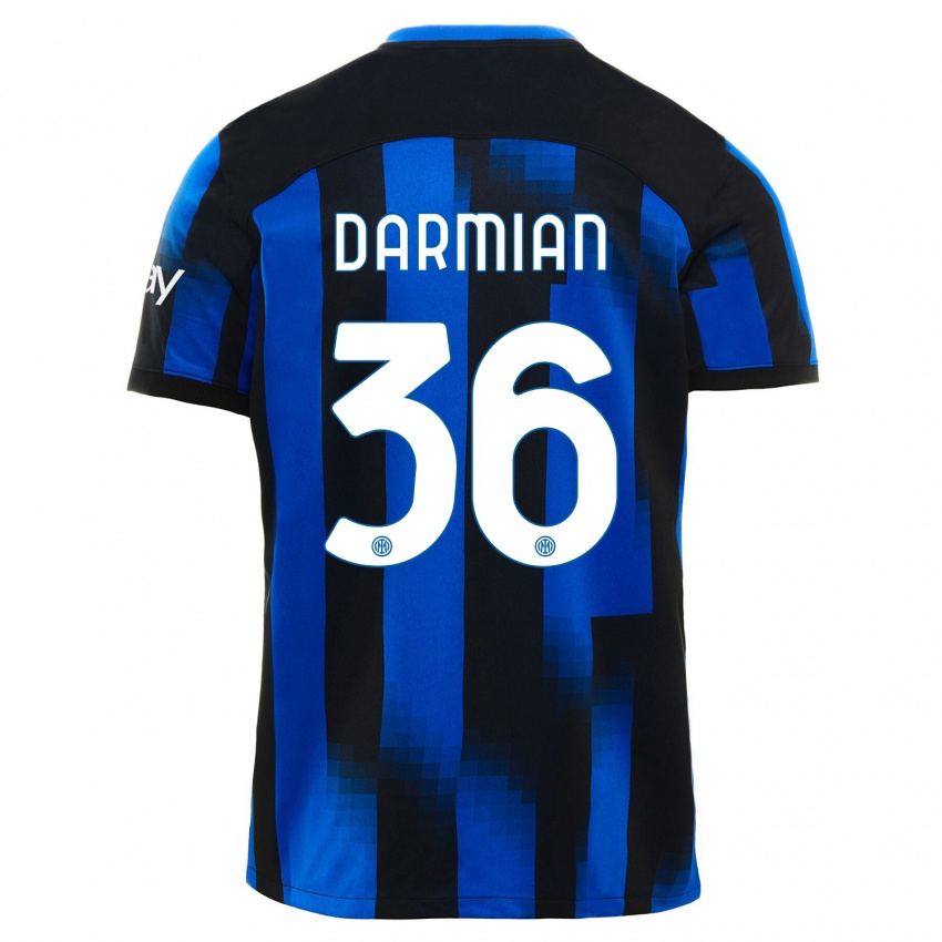 Férfi Matteo Darmian #36 Fekete Kék Hazai Jersey 2023/24 Mez Póló Ing