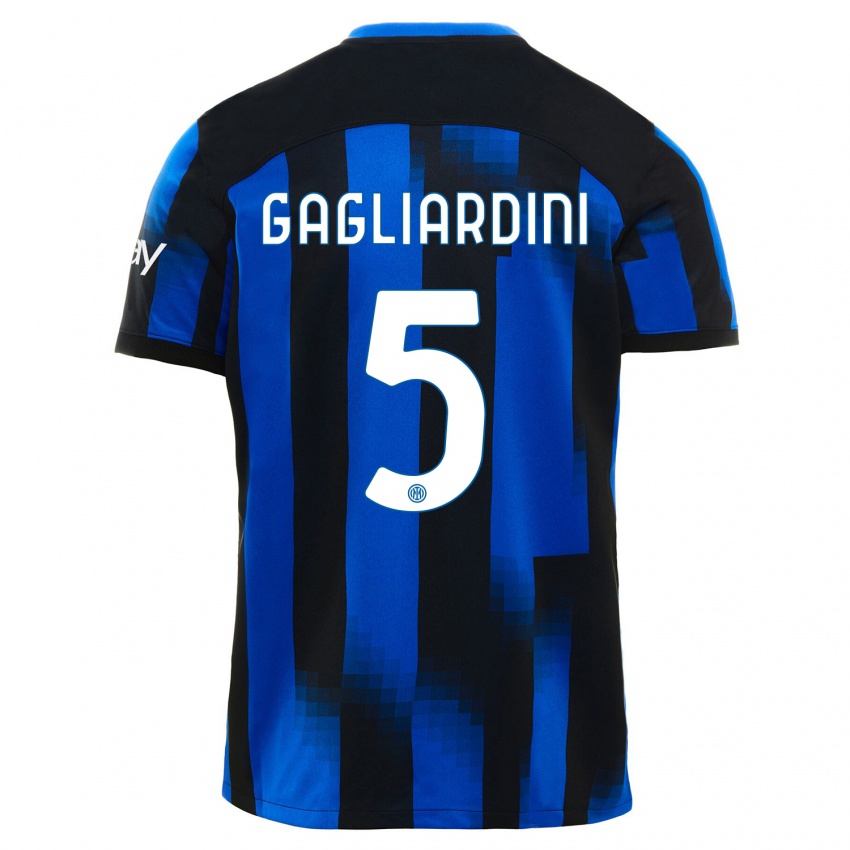 Férfi Roberto Gagliardini #5 Fekete Kék Hazai Jersey 2023/24 Mez Póló Ing