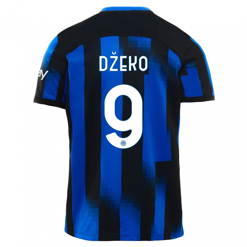 Férfi Edin Dzeko #9 Fekete Kék Hazai Jersey 2023/24 Mez Póló Ing