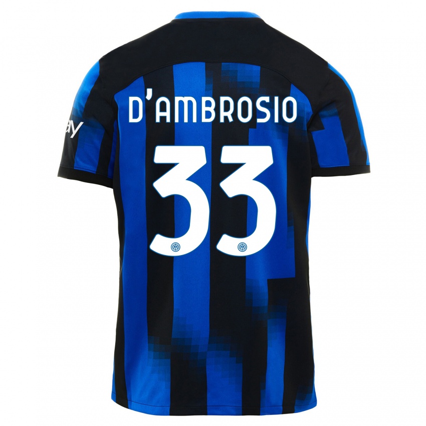 Férfi Danilo D'ambrosio #33 Fekete Kék Hazai Jersey 2023/24 Mez Póló Ing