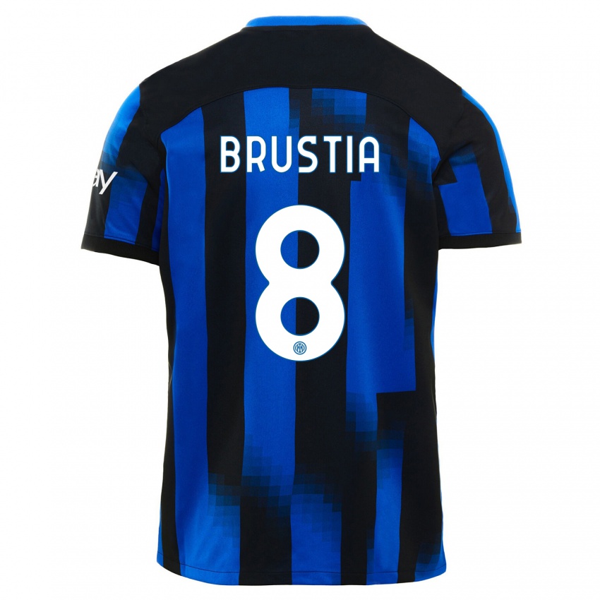 Férfi Martina Brustia #8 Fekete Kék Hazai Jersey 2023/24 Mez Póló Ing