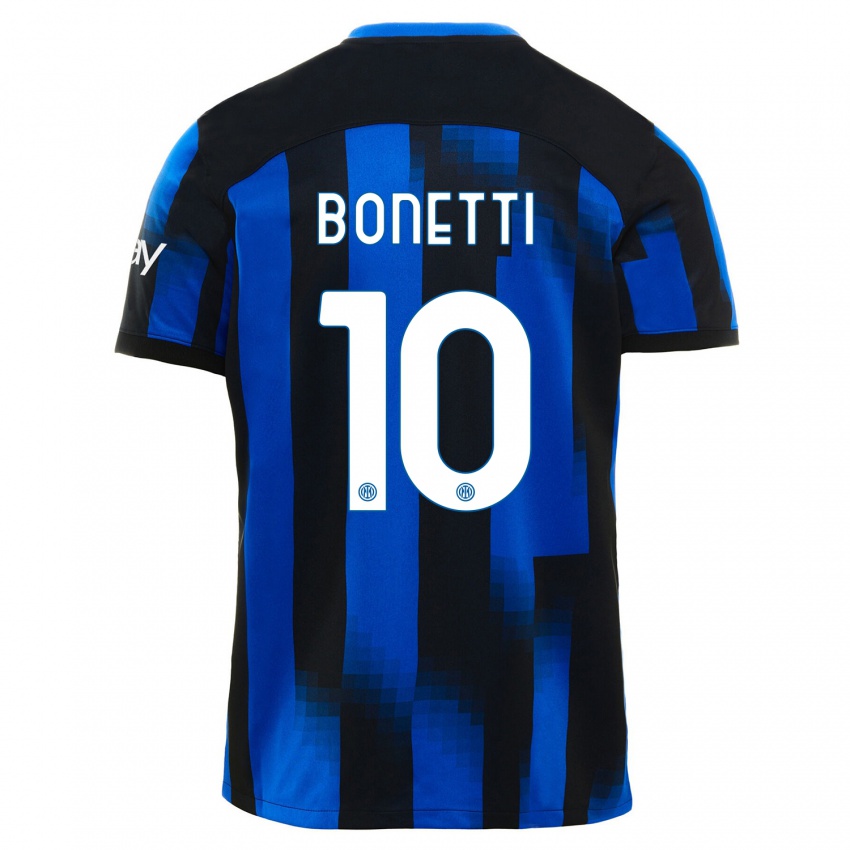 Férfi Tatiana Bonetti #10 Fekete Kék Hazai Jersey 2023/24 Mez Póló Ing