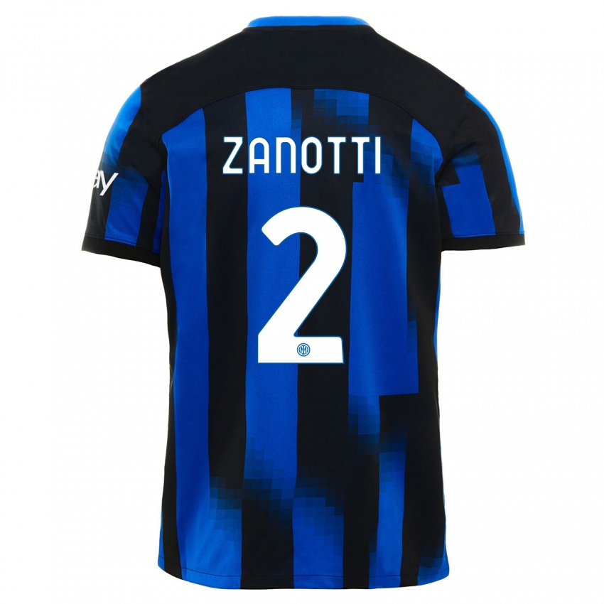 Férfi Mattia Zanotti #2 Fekete Kék Hazai Jersey 2023/24 Mez Póló Ing