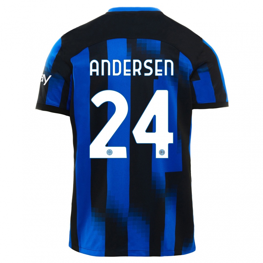 Férfi Silas Andersen #24 Fekete Kék Hazai Jersey 2023/24 Mez Póló Ing