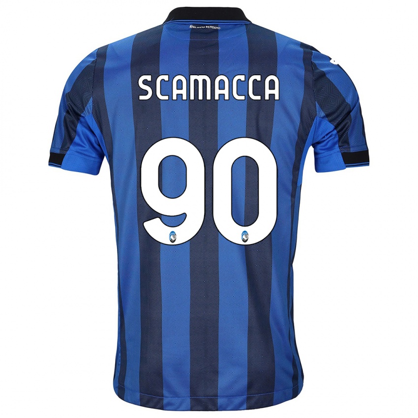 Férfi Gianluca Scamacca #90 Fekete Kék Hazai Jersey 2023/24 Mez Póló Ing