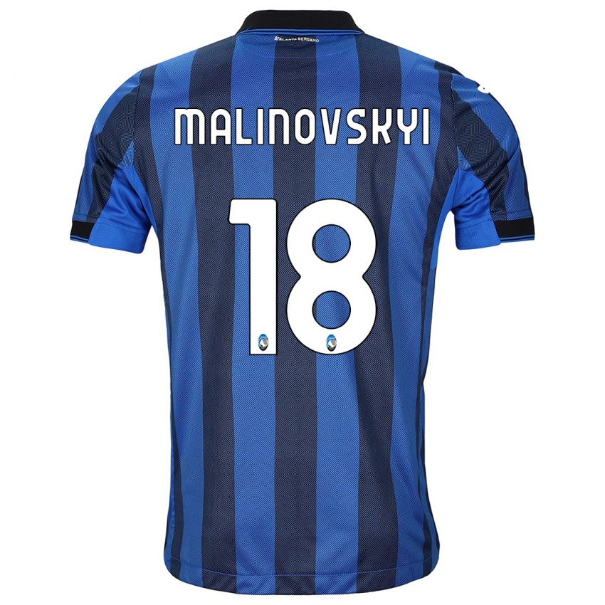 Férfi Ruslan Malinovskyi #18 Fekete Kék Hazai Jersey 2023/24 Mez Póló Ing