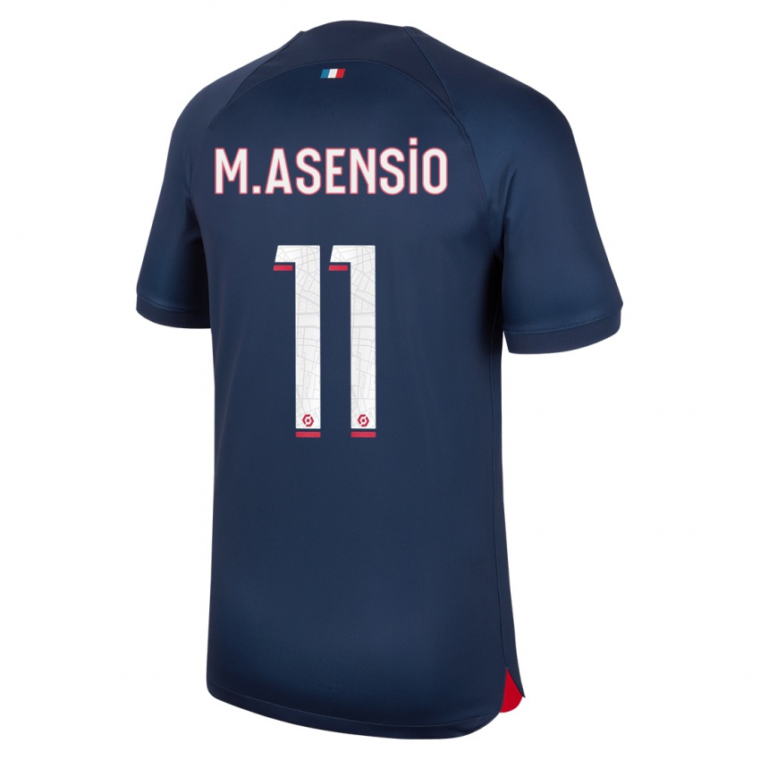 Férfi Marco Asensio #11 Kék Piros Hazai Jersey 2023/24 Mez Póló Ing
