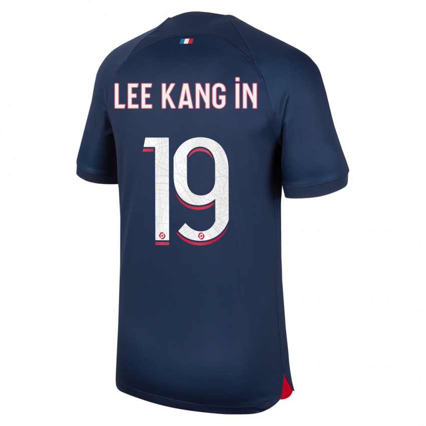 Férfi Kang-In Lee #19 Kék Piros Hazai Jersey 2023/24 Mez Póló Ing