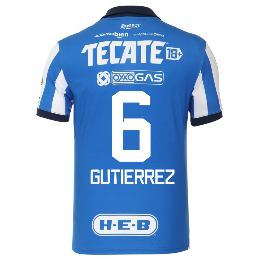 Férfi Edson Gutierrez #6 Kék Fehér Hazai Jersey 2023/24 Mez Póló Ing