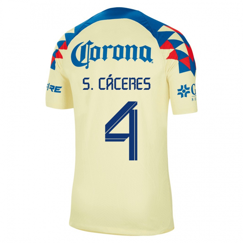 Férfi Sebastian Caceres #4 Sárga Hazai Jersey 2023/24 Mez Póló Ing