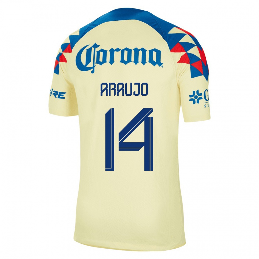 Férfi Nestor Araujo #14 Sárga Hazai Jersey 2023/24 Mez Póló Ing