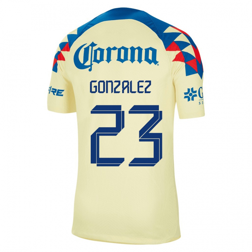 Férfi Itzel Gonzalez #23 Sárga Hazai Jersey 2023/24 Mez Póló Ing