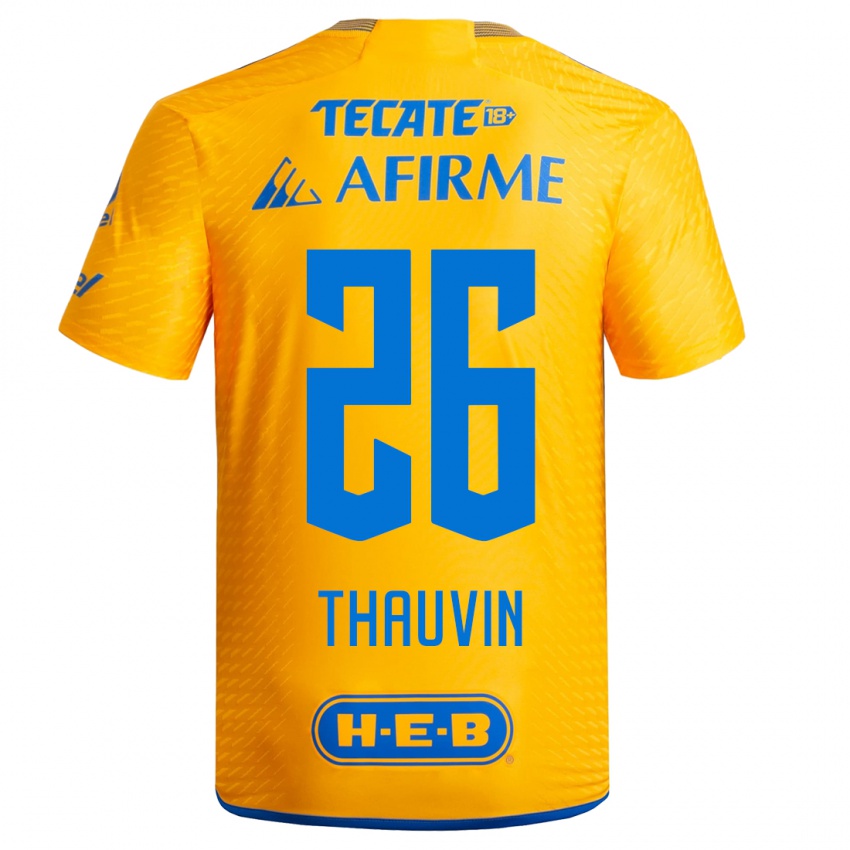 Férfi Florian Thauvin #26 Sárga Hazai Jersey 2023/24 Mez Póló Ing