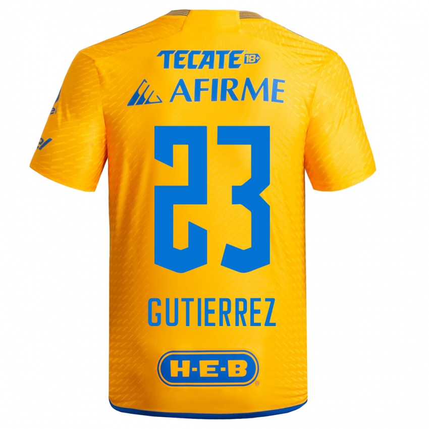 Férfi Jana Gutierrez #23 Sárga Hazai Jersey 2023/24 Mez Póló Ing