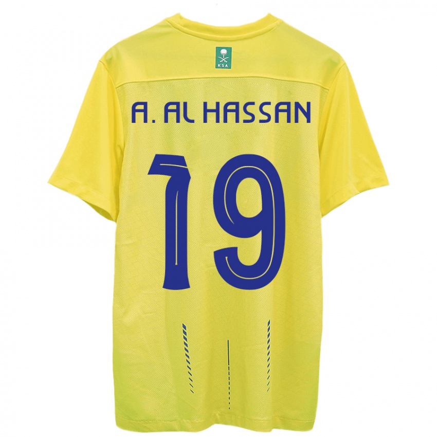 Férfi Ali Al-Hassan #19 Sárga Hazai Jersey 2023/24 Mez Póló Ing