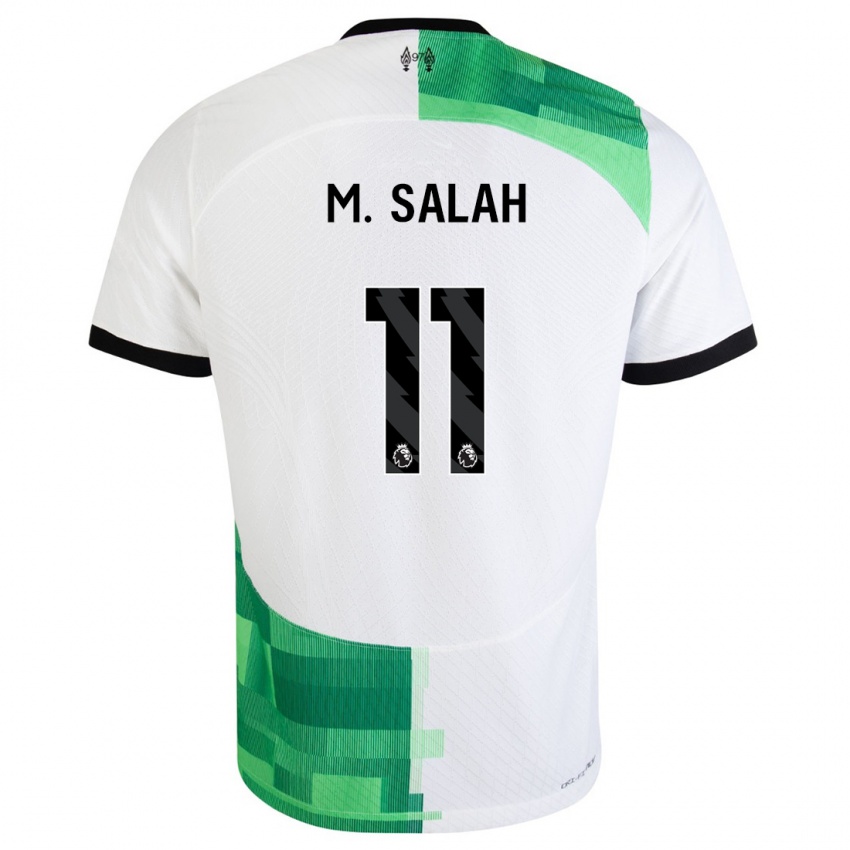 Férfi Mohamed Salah #11 Fehér Zöld Idegenbeli Jersey 2023/24 Mez Póló Ing