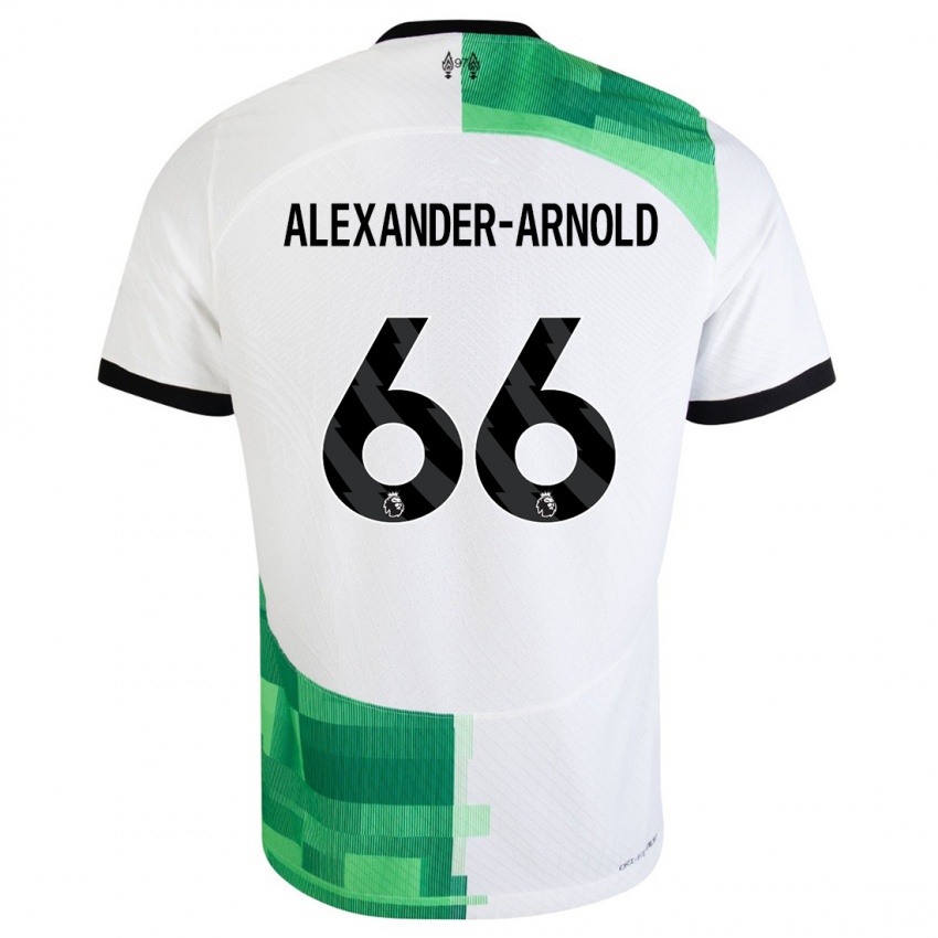 Férfi Trent Alexander-Arnold #66 Fehér Zöld Idegenbeli Jersey 2023/24 Mez Póló Ing