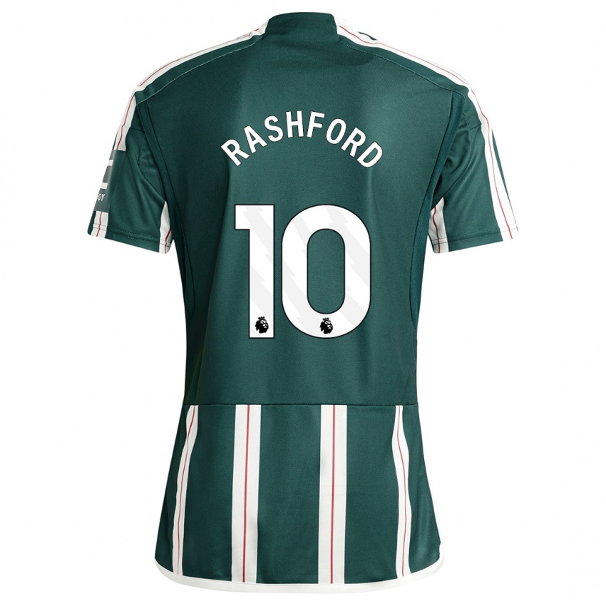 Férfi Marcus Rashford #10 Sötétzöld Idegenbeli Jersey 2023/24 Mez Póló Ing