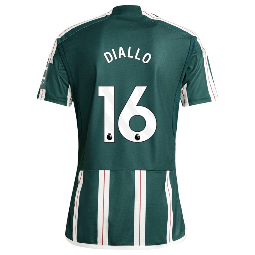 Férfi Amad Diallo #16 Sötétzöld Idegenbeli Jersey 2023/24 Mez Póló Ing