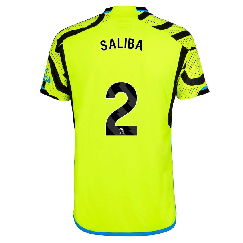 Férfi William Saliba #2 Sárga Idegenbeli Jersey 2023/24 Mez Póló Ing