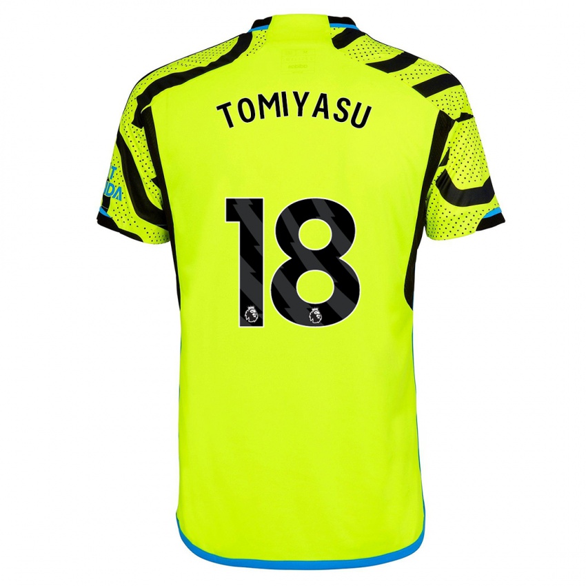 Férfi Takehiro Tomiyasu #18 Sárga Idegenbeli Jersey 2023/24 Mez Póló Ing