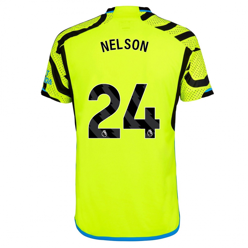 Férfi Reiss Nelson #24 Sárga Idegenbeli Jersey 2023/24 Mez Póló Ing