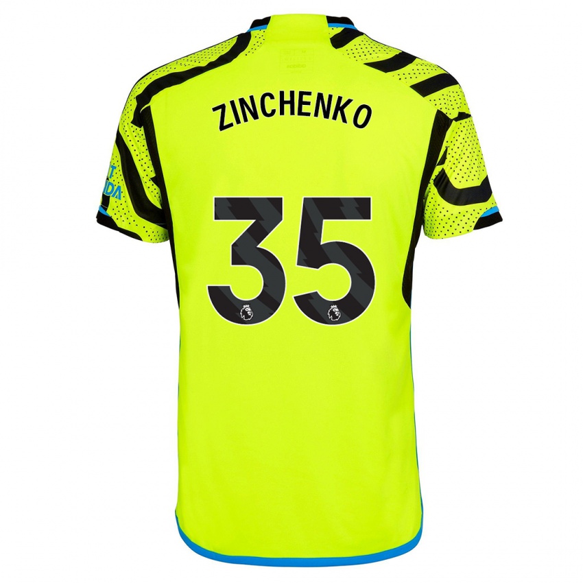 Férfi Oleksandr Zinchenko #35 Sárga Idegenbeli Jersey 2023/24 Mez Póló Ing